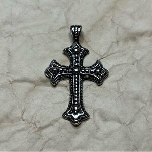 Cross Pendant Stainless Steel Oxidized Design